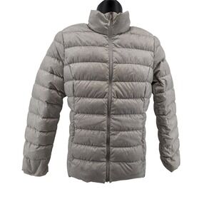 Eddie Bauer EB650 Down Puffer Jacket Women's Medium Gray Silver Featherweight